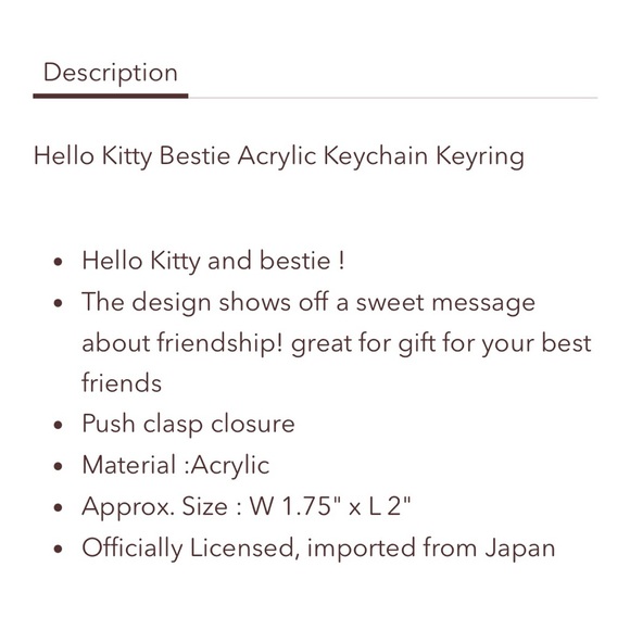New hello kitty bestie acrylic keychain - Picture 3 of 5